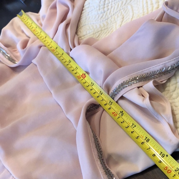 BCBG Chevron silver bead detailed sleeveless chiffon ballet slipper pink gown - Picture 12 of 14